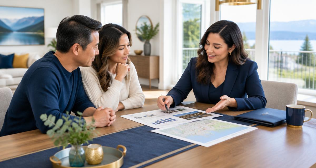 Realtor presenting a market analysis to homeowners during an in-person listing presentation
